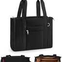 Fancy Forest Work Tote Bag for Women, Zippered Puffer Tote Crossbody, Lightweight Multi-Pocket, RFID Pocket, Luggage Sleeve