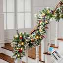 Christmas Garland with Lights, Covanm 9Ft Garland with LED Lights, Artificial Pine Cones and Pine Needles Use for Christmas Decorations and Holiday Mantle Decor