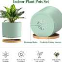 Plant Pots, 10/9/8 Inch 3 Pack Cylindrical Flower Pots with Drainage Holes and Saucers, Plastic Planters for Outdoor Indoor Plants,Green Brown