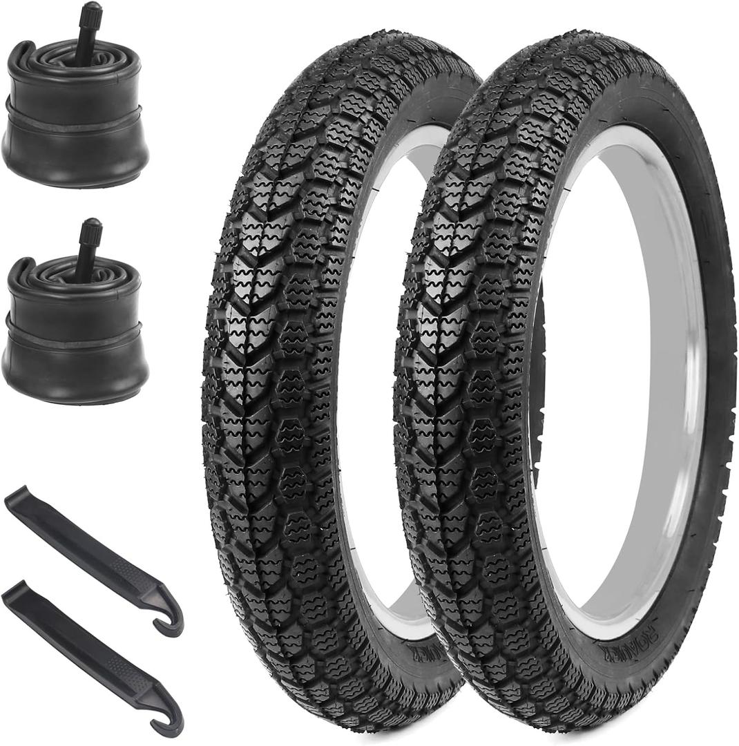 14 Inch E-Bike Tire Kids Bike Tire 2 Pack 14x2.125 Bicycle Tires with 2 Pack Inner Tubes Folding Replacement Bicycle Tire for Electric Bicycle (14 Inch/ 2 Tires + 2 Tubes/ Black)