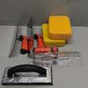 Tile Tools Stainless Steel Square Notch Trowel Set Plus Rubber Grout Float and Grout Sponge for Tiling Installation Grouting