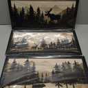 WELMECO Cabin Decor Bear Moose Deer Wall Art Rustic Home Decor Woodland Farmhouse Living Room Bedroom Bathroom Decor Forest Animal Picture, Black Framed 8x16inchx3 Pieces,Brown