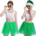 Women Christmas Red and Green Tutu Skirt with Sock Set, Adult Christmas Tutu Custome Accessories for Xmas Party (Green)