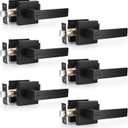 Probrico Heavy Duty Flat Black Square Privacy Interior Door Levers Bedroom and Bathroom Door Handles Keyless Bed/Bath Lockset (6 Pack)
