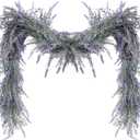 MAKHOT Spring Summer Lavender Purple Garland, 6Ft Lavender Artificial Green Garland, Fake Silver LavenderLeaves Vines for Wedding Mantle Party Arch Porch Stair Table Door Home Decor (Light Purple)