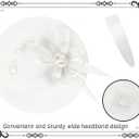 dressfan Church Fascinator Hats for Women,20s 50s Linen Vintage Hat for Derby/Church/Wedding/Cocktail/Tea Party (White)