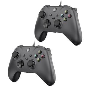 IWGAME Wired Controller for X-BOX ONE,Support Turbo Function,Gamepad with 3.5mm Audio Jack&Dual Vibration,, Compatible with X-BOX One/One S/X, X-BOX Series S/X, PC, IOS, Android Platforms,Black (2 Pack)