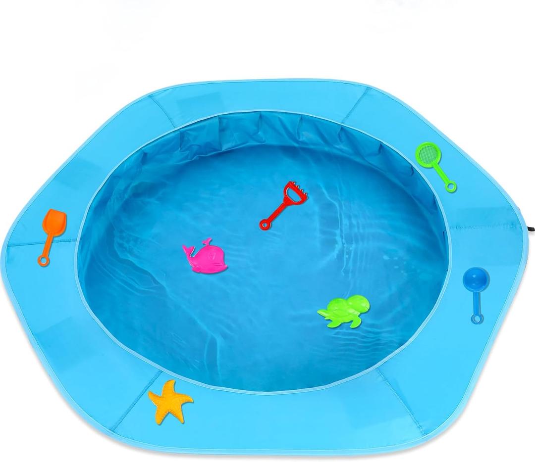 Hexagon Beach Pool, 71" x 71" x 6" Beach Puddle,Beach Pool for Toddler, Portable Beach Puddle Pool Easy Fold Up, for Babies,Girls,Boys,Infants and Toddlers