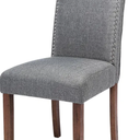 Stylish Upholstered Parsons Dining Chair Kitchen with Silver Nailhead Trim and Sturdy Solid Wood Legs 2 Pack