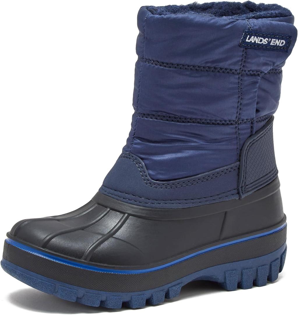 Lands' End Flurry Max Waterproof Kids Snow Boots - Insulated Warm Fleece Lined Winter Boots for Toddlers(5 Big Kid, Evening Cobalt Blue)