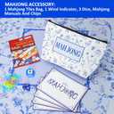 TIASUSAN Light Blue American Mahjong Tile Set(1.2"), 160 Engraved Tiles with Mahjong Tiles Bag and Mah-jongg Accessories
