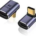 AreMe 90 Degree USB-C Male to Female Adapter, 2 Pack Right Angle 100W Type-C Adapter Extender for Steam Deck, ROG Ally, Switch, Notebook Computers, Tablet and Mobile Phones (Metallic Purple)