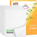 QYH Premium Printable Vinyl Sticker Paper - 50 Matte White Waterproof Decal Paper Sheets for Inkjet Printer Standard Letter Size 8.5"x11"