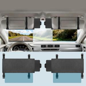 Veharvim Polarized Sun Visor Extender, Upgraded UV400 Car Sun Visor Extension with PC Lens and Side Sunshade,Anti-Glare Visor for Safe Driving,UV-Filtering (No Zipper, (Driver+Passenger) Side)