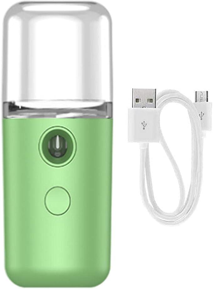 2 Pack  Mini Facial Steamer for Facial Deep Cleaning Portable Facial Steamer Facial Sprayer Handy Face Humidifier Mister Beauty Skin Care USB Rechargeable Facial Sprayer Machine 25ml Green