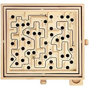 STERLING Wooden Labyrinth Marble Maze Game, Large 12.75" x 11.5" Tilt Maze Game Board with 60 Waypoints and Marble Balls Included, for Kids and Adults 6 Years and Up
