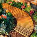 Plow & Hearth 4' Curved Outdoor Wooden Pathway | 18" Wide Rollout Outdoor Garden Walkway | Weather-Resistant Hardwood Cedar Board Walkway Landscape Edging | Decorative Lawn Patio Wedding Party