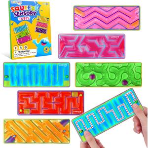 Squishy Sensory Fidget Autism Toys for Kids: Sensory Toys for Sepcial Need 6 Pack Maze - Quiet Fidget Sensory Filled Goo for Calming Down Classroom, Adult Office,Travel Essentials