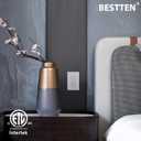 BESTTEN 5 Pack Super Slim Digital Dimmer Light Switch with Screwless Wallplate, Single Pole or 3 Way Dimmer with Air Gap Power Cut Off Switch, 3 Button Control, ETL Listed, White