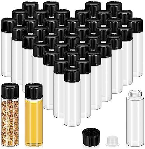 Lallisa 150 Pcs 7 ml Glass Vials with Screw Black Caps Plastic Stoppers, Leak-proof Clear Small Sample Vials Bulk for Essential Oils, Holy Water, Medical Specimens, DIY Crafts, Travel Containers