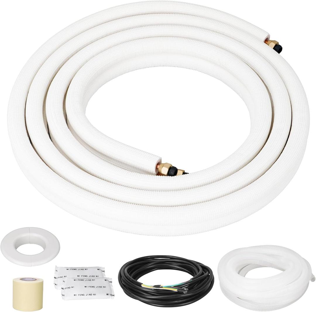 13 Ft Mini Split Line Set Air Conditioning Copper Tubing Pipe Extension 1/4" & 3/8" PE Thickened for AC and Heating 9000BTU