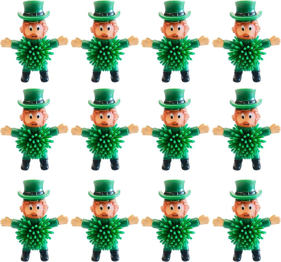 12Pcs St Patrick's Day Mini Leprechaun Toys,Squeeze Porcupine Toys Stress Relief Fidget Toy for Kids Boys St Patrick's Day Party Favor,Home Decor(Old Men)