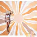 Waterproof Sandproof Beach Blanket, 9 Ft X 10 Ft Extra Large Beach Mat for 8 Adults, Lightweight Polyester Outdoor Picnic Blanket for Travel, Hiking, Camping, Beach Accessories for Vacation (Sun)