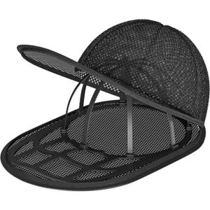 LONGD Hat Washer Cage with Snap Lock - Machine/Dryer Safe Compact Hat Cleaner for Baseball Caps & Storage (Black-1-Pack)