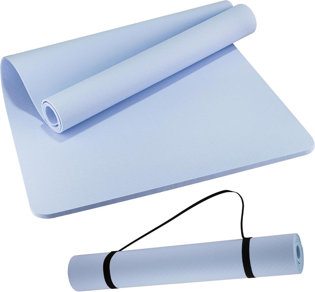 Extra Wide Yoga Mat 72"x 32" - Non Slip TPE Exercise Mat for Home Workout, 6mm High-Density Large Yoga Mat for Men & Women, Eco Friendly Pilates & Fitness Floor Mat with Carry Strap