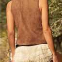 GORGLITTER Women's Western Suede Vest Tops Boho Embroidered Tops Lace Up Tank 70s Nashville Country Cowgirls Outfits (Brown, S)