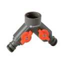 Gardena 36938-G Twin Tap Connector, 5/8" & 1/2", Nylon/ABS