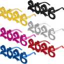 Konohan 6 Pairs 2026 Glasses New Year Eve Glitter Number Eyeglasses Party Supplies 2026 Funny Novelty Sunglasses for New Year Celebration Party Favor Costume Photo Props Decoration(Colorful)
