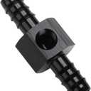 3/8 Hose Barb Inline Fuel Pressure Gauge T Fitting Adapter Union with 1/8 NPT Sensor Gage Port Aluminum Black