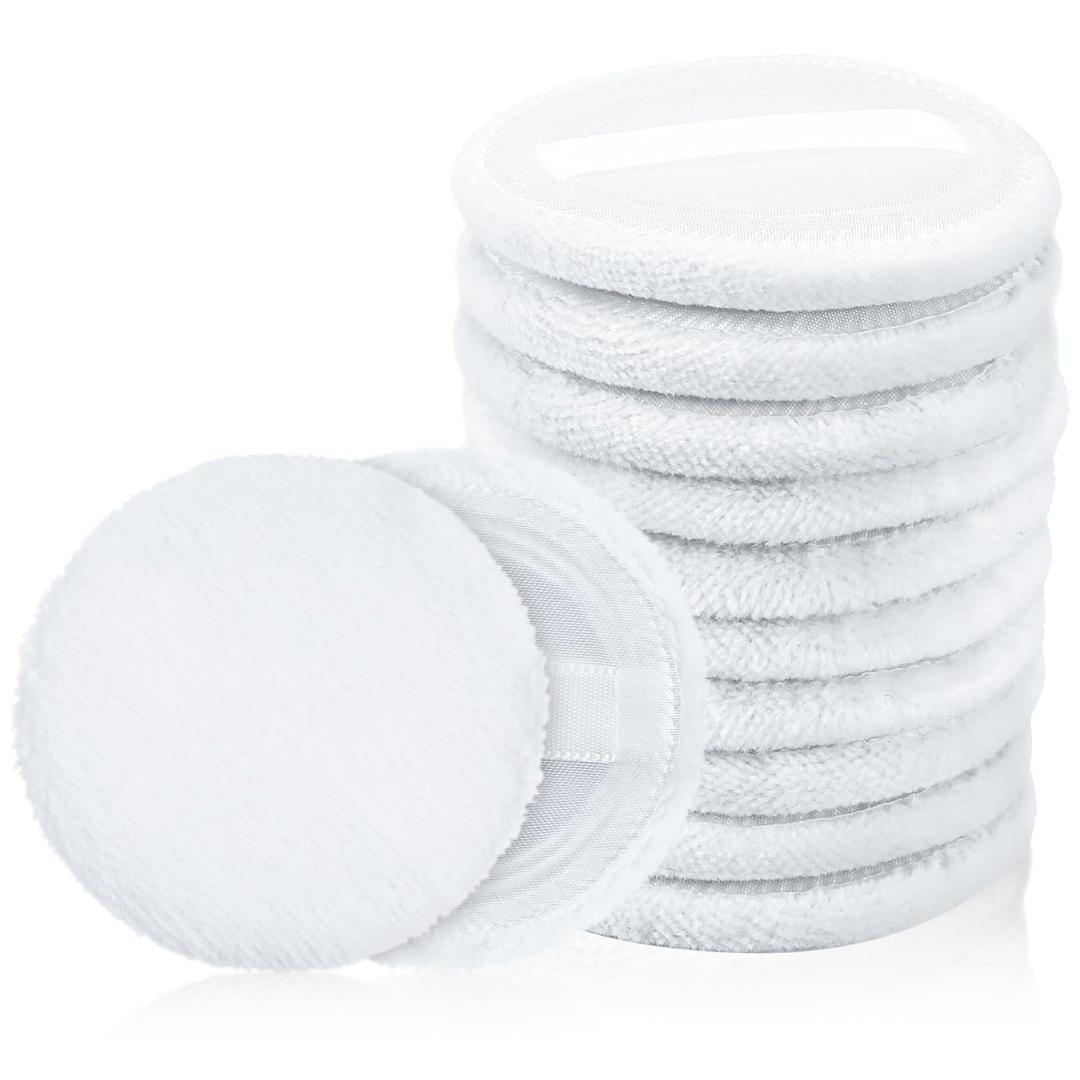 2.36 Inch Setting Puff Pads Round, 12 Pieces Powder Puffs, Soft Face Compact Powder-Puffs, Round Velour Face Makeup Powder-Pads, Powder-Puff Pads with Ribbon, Puff Pad for Loose-Powder Setting-Powder