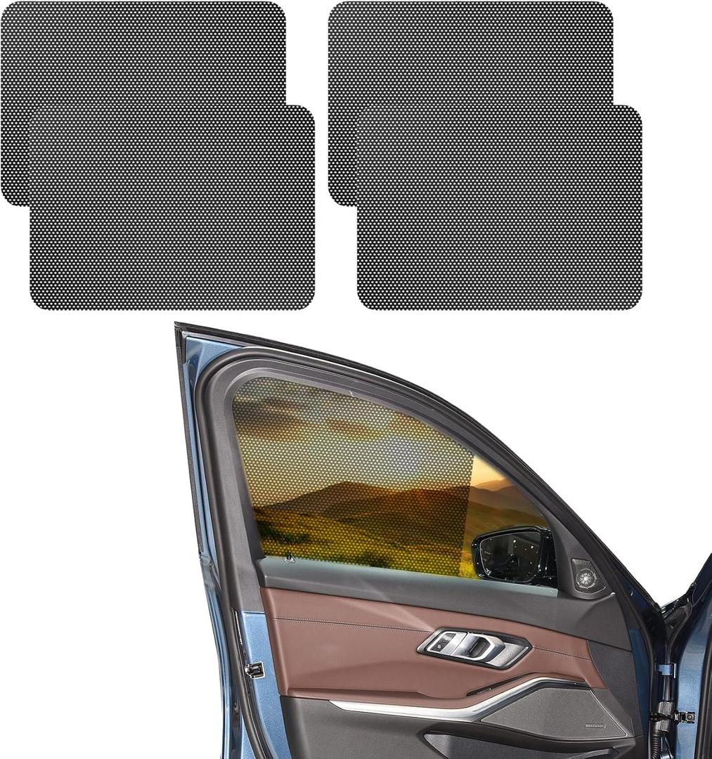 4 PCS Car Side Window Sunshade, 16.5"15" Static Cling Auto Shade Sticker for UV, Heat, Glare & Privacy Protection, Universal Car Accessories Reusable Vehicle Window Film Shade for Most Cars