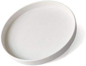 VCREATC White Round Small Tray (6.5 inch) for Bathroom & Kitchen Decor - Decorative Vanity Tray, Coffee Table Tray, Countertop Organizer for Perfume, Soap, Jewelry - Sturdy Plastic Serving Tray
