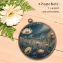 Tzhim Vintage Moody Blue Floral Round Wall Art, Dark Cottagecore Wildflower Field Round Wall Decor Framed, Rustic Farmhouse Flower Botanical Canvas Walls Sculptures for Home Office Decor, 10x10 Inch