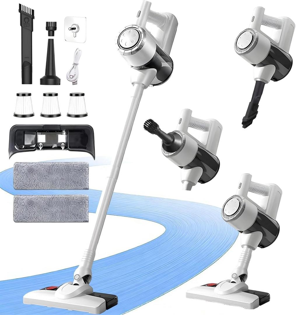 2026 Cordless Vacuum Cleaner with Mop Function|1.5L Dust Cup, Washable HEPA Filter| Lightweight 4.27lbs Stick Vacuum for Hard Floors/Tiles + Blower Function, Water Tank & Mop Pads