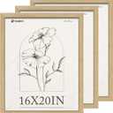 16x20 Frame 3 Pack, Natural Oak Wood Picture Frame with HD Tempered Glass, Display 16x20 or 20x16 photos, posters and Art Prints, Wall Hanging