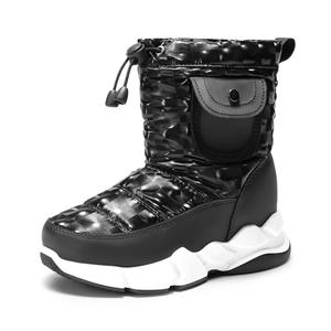 DREAM PAIRS Boys Girls Snow Boots Water Resistant Non-Slip Mid Calf Lightweight Athletic Outdoor Warm Winter Shoes for Little/ Big Kids, Size 1 Little Kid, Black
