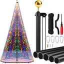 25 ft Flagpole Outdoor Christmas Trees - Versatile Sectional Aluminum Flagpole with Golden Ball & Store Bag for Yard Garden Year Round Flag Display, No Lights