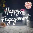 Happy Engagement Neon Sign, Engagement Party Neon Light Signs White LED Engaged Decorations Neon Lights for Wedding Engagement Bachelorette Party Shower Bride to Be Decor