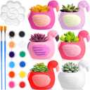 Pasimy 6 Set Ceramics to Paint DIY Ceramic Succulent Planter Pots Paint Your Own Flower Pots Craft Kit Unpainted Bisque Flowerpot with Brush Palette Christmas Gifts for Family Activity (Flamingo)