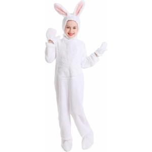 Kids Easter Bunny Costume Rabbit Animal Plush Set Onesie for Child Christmas Halloween Cosplay Onepiece.