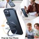 TORRAS Magnetic Kickstand for iPhone 13/ iPhone 14 Case [Compatible with MagSafe][Sturdy & Versatile Stand] Military-Grade Shockproof Translucent Slim Protective Anti-Fingerprint Anti-Scratch, Black