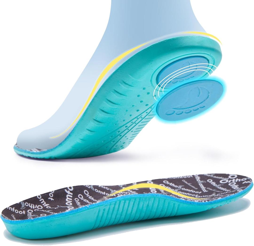 OrthoComfoot Comfortable Cushion Sneaker Insoles Men Women: Plantar Fasciitis Relief Arch Support Running Sports Inserts, Orthotics Gel Shock Absorbing for Walking All Day, Size 6 Men/8 Women (Black)