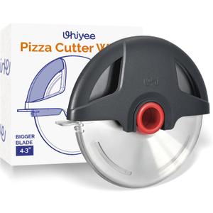 Pizza Cutter Wheel, 4.3" Large Pizza Slicer Wheel with Safety Blade Cover, Super Sharp Stainless Steel Pizza Wheel Slices Effortlessly, Easy Cleaning Pizza Cutters Dishwasher Safe, Gray