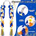 Suncalla Blue Gold Plumeria Graduation Lei 2026 Hawaiian Ribbon Graduation Braided Lei with Flowers for Adults Class of 2026 School College Student Congrats Grad Gifts Party Accessories