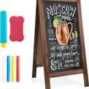 A Frame Chalkboard Sign, 40" x 20" Extra Large Sidewalk Sign, Double-Sided Chalk Board, Blackboard Menu Board for Restaurants, Flower Shop, Cafs, Weddings, Brown