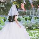 3 x takemay Wedding Veil for Brides, Short White 2 Tier Tulle with Bow Hair Clip for Wedding Travel Party